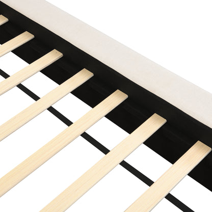 Porter Linen-Look Upholstered Platform Bed, King, Beige