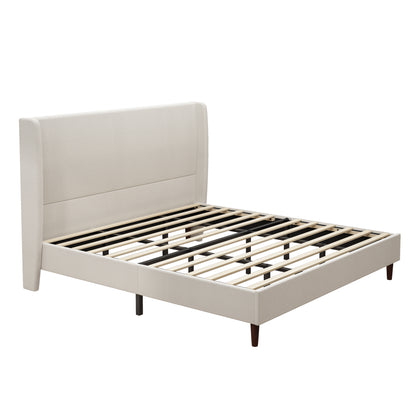 Ellington Upholstered Platform Bed Frame, King, Beige