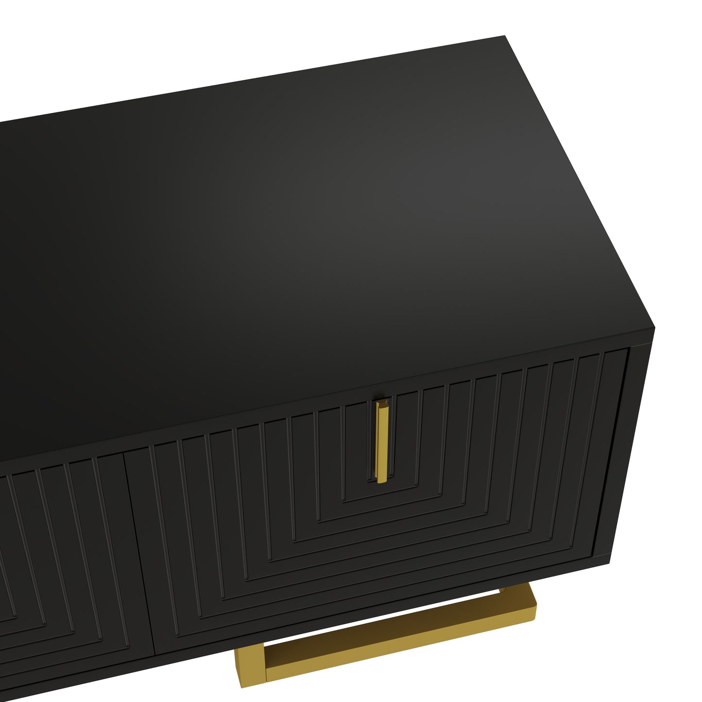 Meridian Geometric TV Stand with Gold Accents, 63", Black