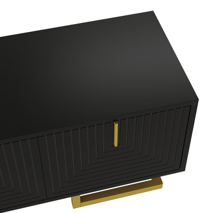 Meridian Geometric TV Stand with Gold Accents, 63", Black