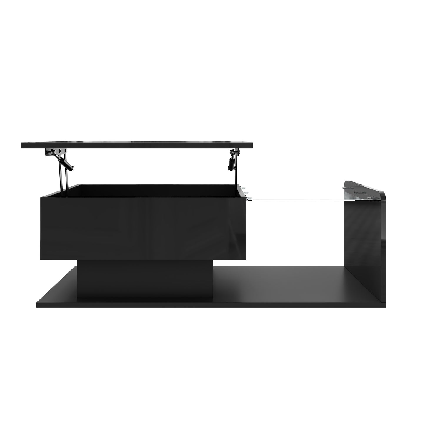 Mirella High-Gloss Lift-Top Coffee Table with LED Accent Lighting, Black