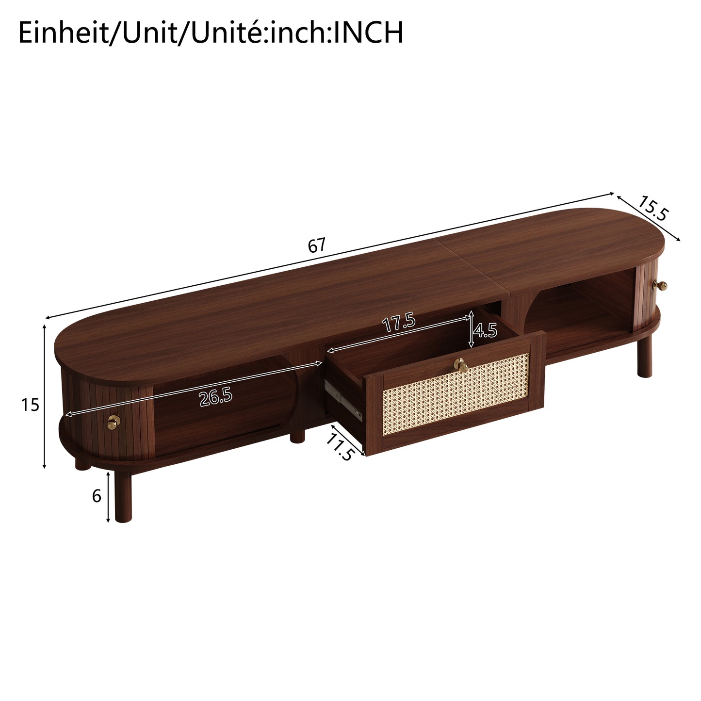 Marlowe TV Stand, 67", Walnut Wood-Pattern