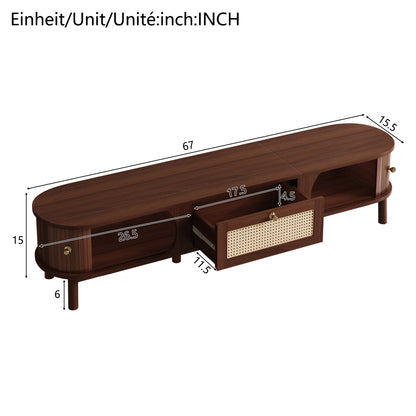 Marlowe TV Stand, 67", Walnut Wood-Pattern