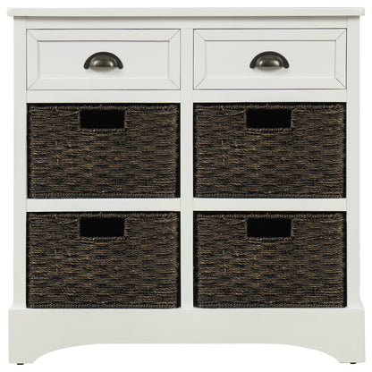 Nori 2 drawers cabinet with 4 baskets, 28", White