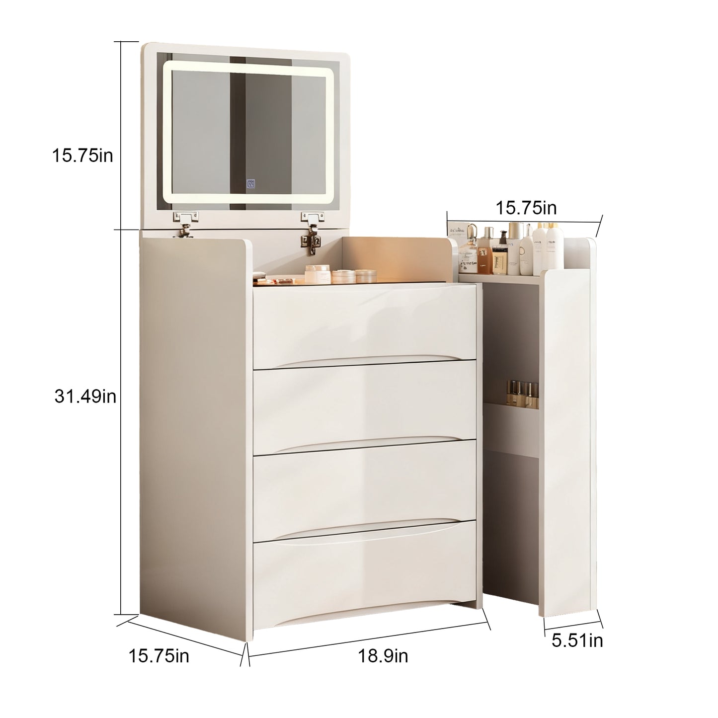 Elowen Makeup Vanity Desk Set, White