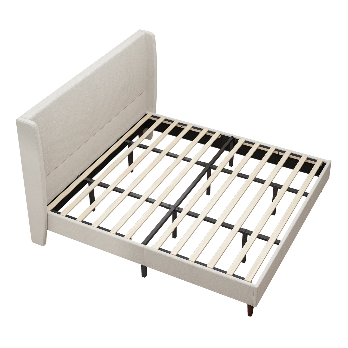 Ellington Upholstered Platform Bed Frame, King, Beige