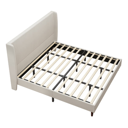 Ellington Upholstered Platform Bed Frame, King, Beige