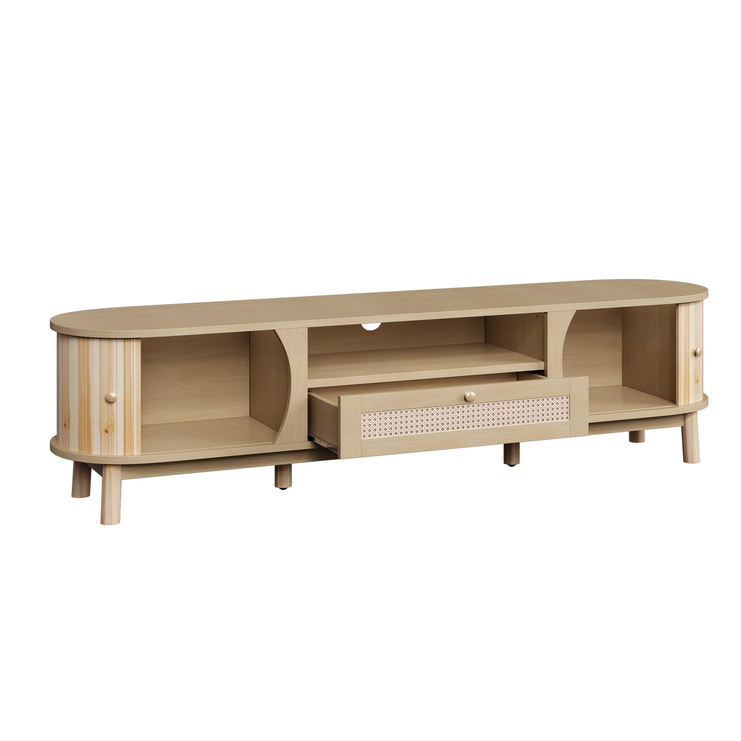 Linden TV Stand, 65", Light Wood