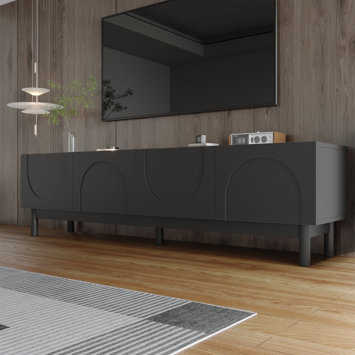 Varsity Modern Arc TV Stand, 66.5", Matte Black