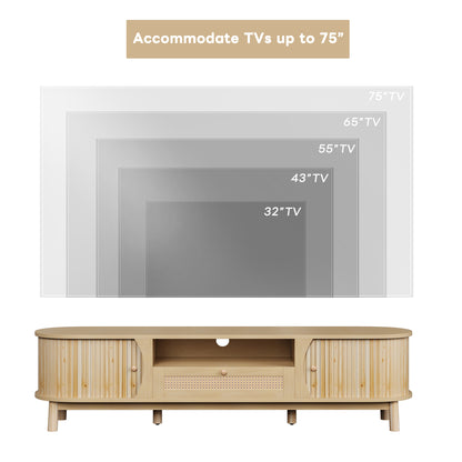 Linden TV Stand, 65", Light Wood