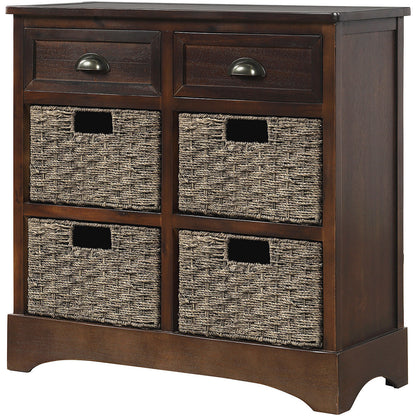 Nori 2 drawers cabinet with 4 baskets, 28", Espresso