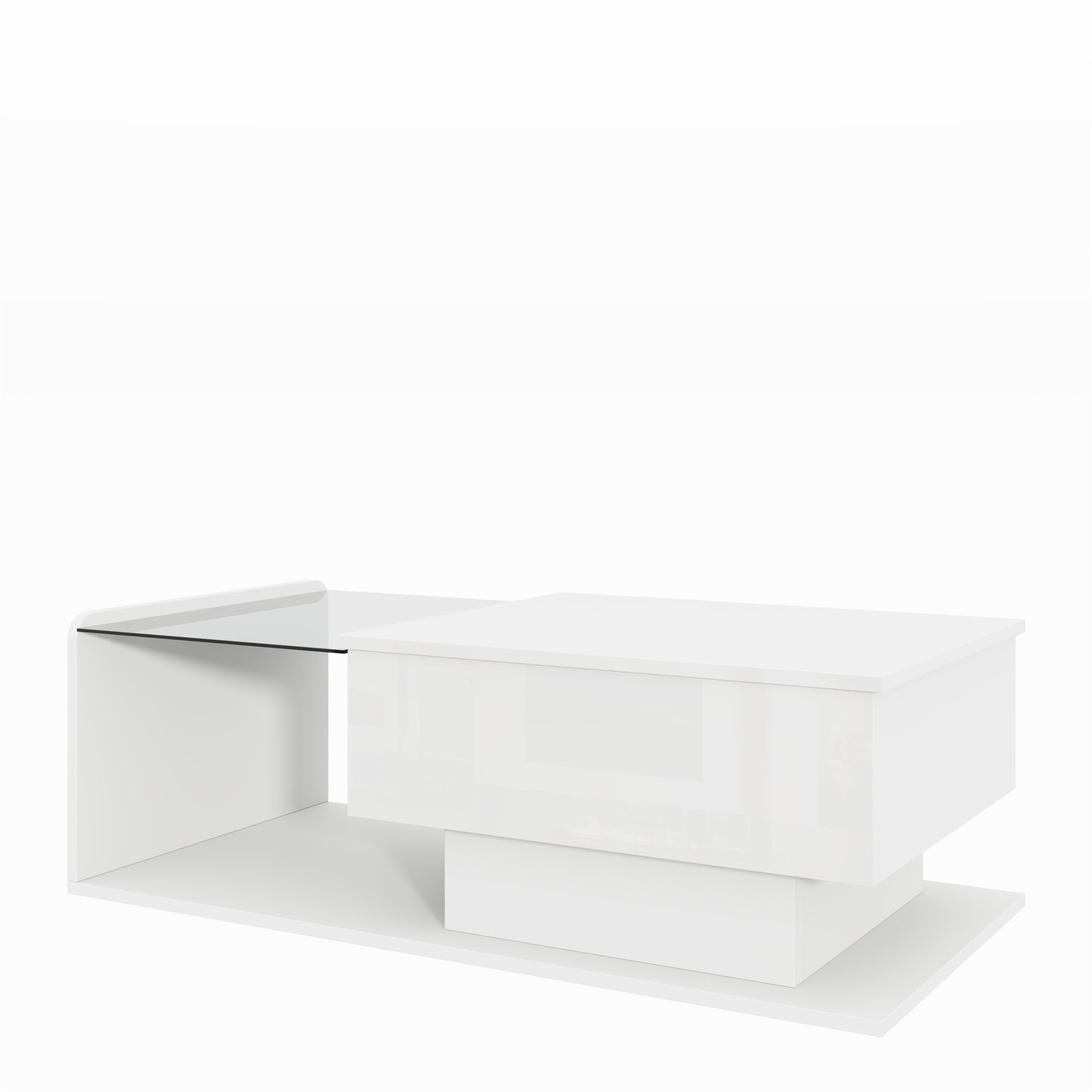 Mirella High-Gloss Lift-Top Coffee Table with LED Accent Lighting, White