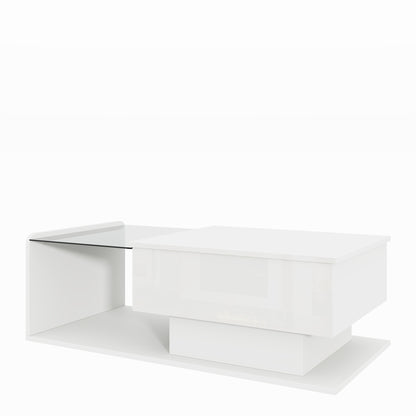 Mirella High-Gloss Lift-Top Coffee Table with LED Accent Lighting, White