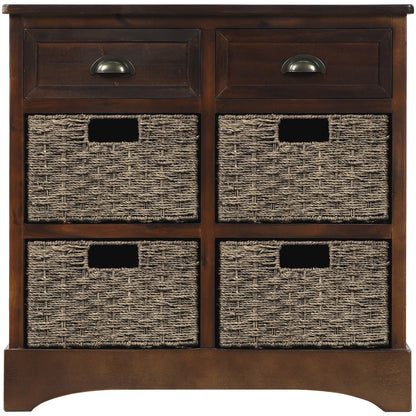 Nori 2 drawers cabinet with 4 baskets, 28", Espresso