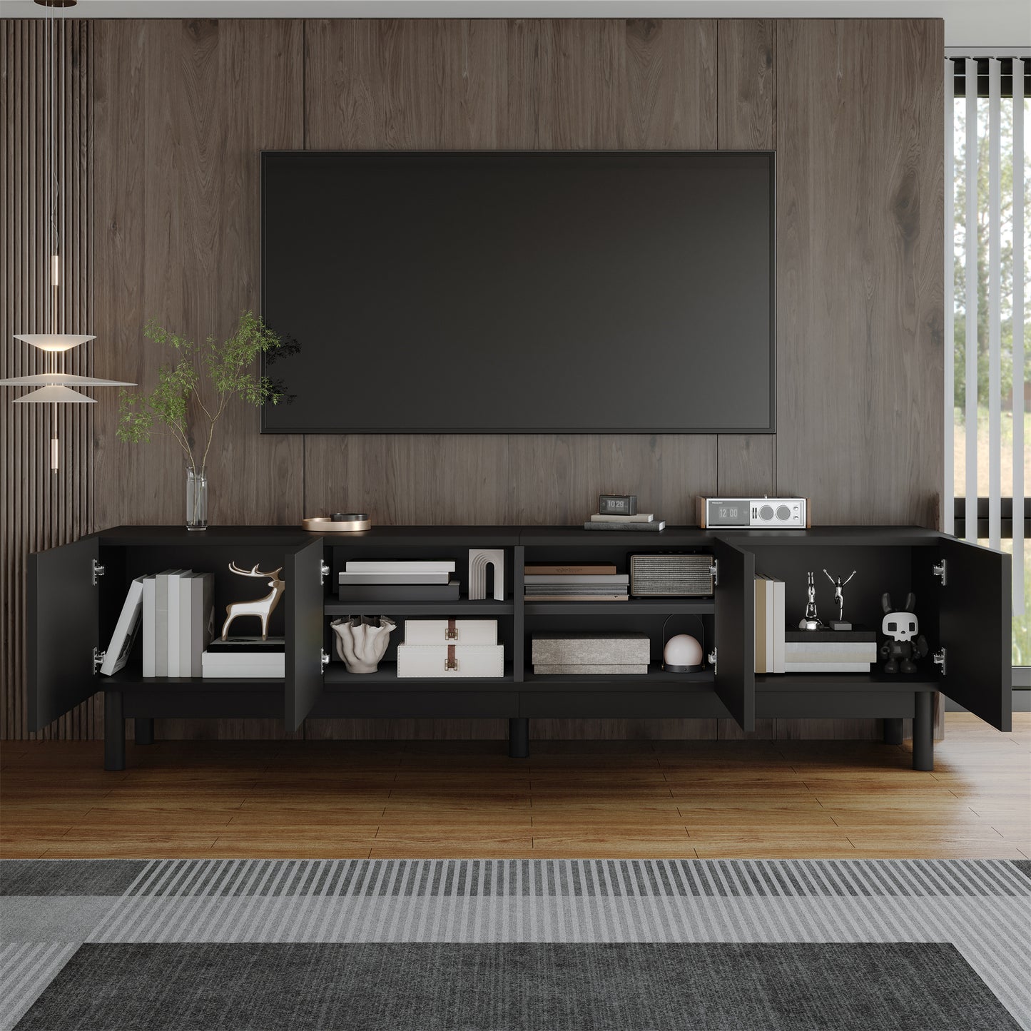 Varsity Modern Arc TV Stand, 66.5", Matte Black