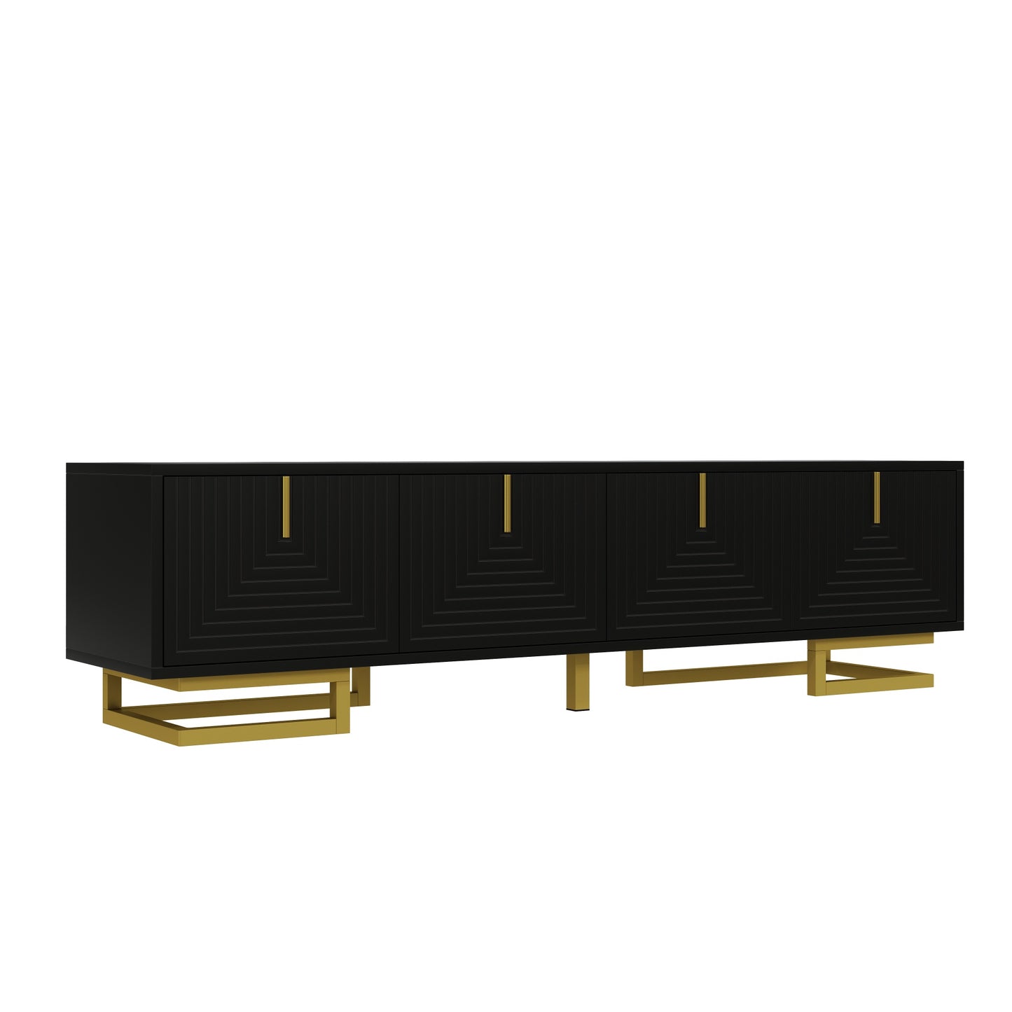 Meridian Geometric TV Stand with Gold Accents, 63", Black