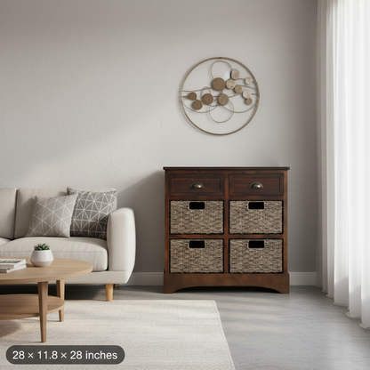 Nori 2 drawers cabinet with 4 baskets, 28", Espresso