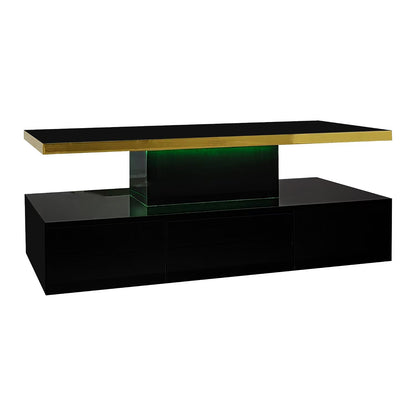 Nova High-Gloss Coffee Table with LED Lighting and Storage, Black