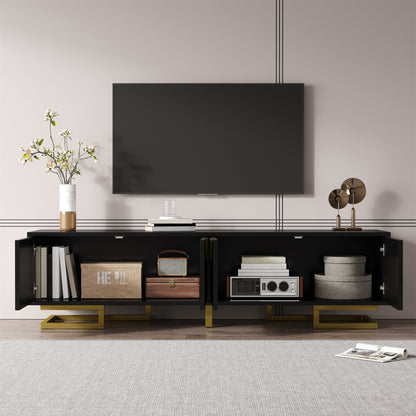 Meridian Geometric TV Stand with Gold Accents, 63", Black