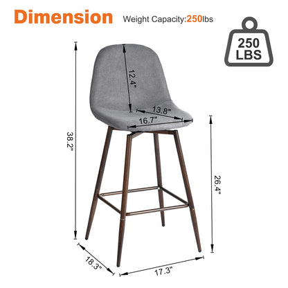 Charlton Fabric Swivel Counter Stool 26", Set of 2, Gray