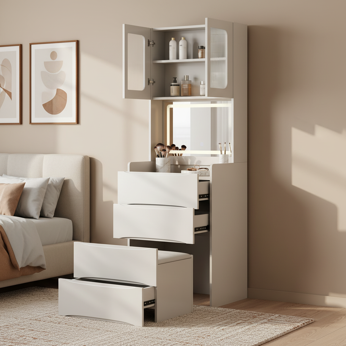 Serelle Makeup Vanity Desk Set, White