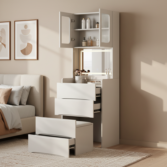 Serelle Makeup Vanity Desk Set, White