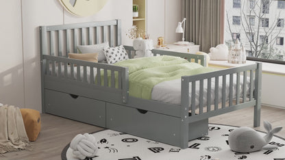 Rowan Wood Platform Kids Bed with Storage Drawers, Twin, White